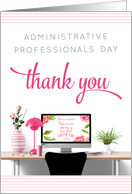 Administrative Professionals Day Card - Office Desk and Thank You card