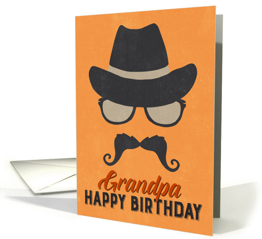 Grandpa Birthday Card - Hipster Style Hat Glasses... (1376800)