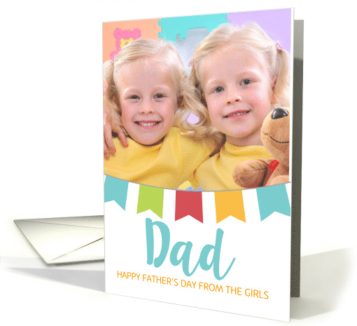 Father's Day Card - Add Own Text and Photo - Colorful Bunting card