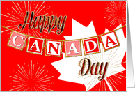 Happy Canada Day - Text Banner and Gold Sparkle Effect card