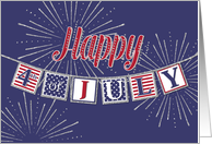 Happy 4th of July - American Flag Colors and Text Banner card