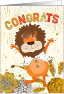 Fun Congratulations Card - Lion Cartoon Roaring Success card