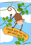 Fun Thank You for the Get Well Gift Card - Monkey Swinging from a Tree card