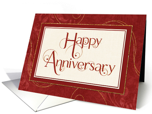 Prestigious Employee Anniversary - Text Swirls Damask and Sparkle card