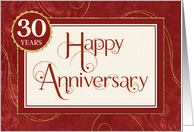 Employee 30 Years Anniversary - Text Swirls Damask and Sparkle card