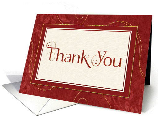 Business Thank You - Elegant Burgundy Damask and Cream card (1390024)
