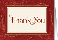 Business Thank You - Elegant Burgundy Damask and Cream card
