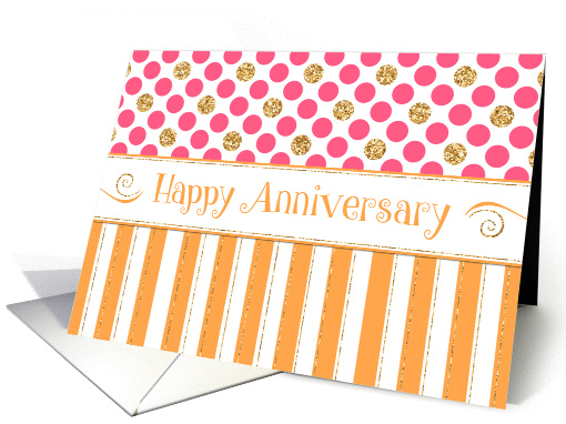 Employee Anniversary - Orange Stripes Pink Polka Dots... (1390292)