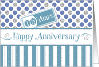 Employee Anniversary 15 Years - Jade Stripes Blue Dots Silver Sparkle card