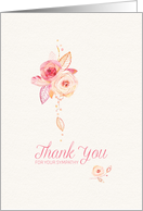 Thank You for Your Sympathy - Watercolor Flowers and Lace Effect card