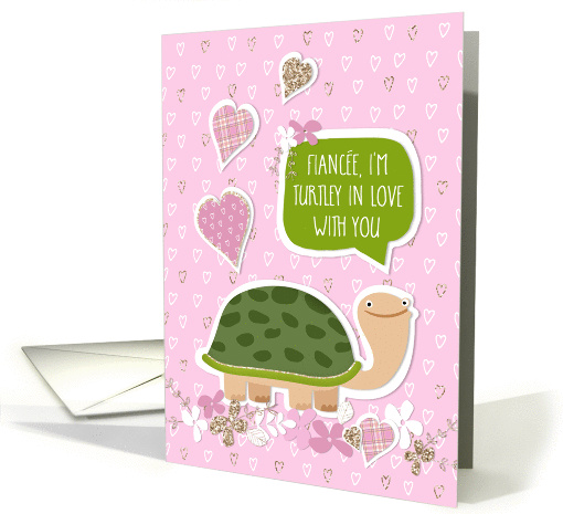 Funny Valentine's Day Card for Fiancee - Cute Turtle Cartoon card