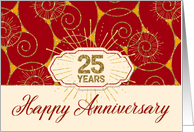 Employee Anniversary 25 Years - Red Swirls card