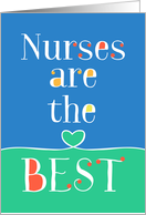 Nurses Day Card - Nurses are the Best - Blue Green card