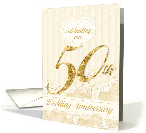 50th Wedding Anniversary Party Invitation - Golden card (1431800)