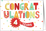 Employee Anniversary 4 Years - Colorful Congratulations card