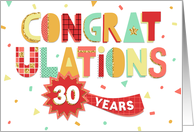 Employee Anniversary 30 Years - Colorful Congratulations card