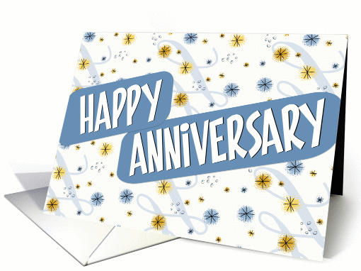 Employee Anniversary - Pattern in Blue and White card (1450562)