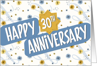 Employee Anniversary 30 Years - Pattern in Blue and White card