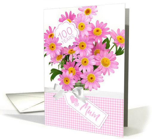 Mum 100th Birthday - Pink Flowers card (1454814)