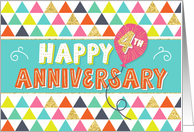Employee Anniversary 4 Years - Happy Anniversary and Colorful Pattern card