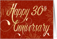 Employee Anniversary 30 Years - Swirly Text and Star Bursts - Red card