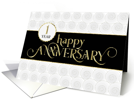 Employee Anniversary 1 Year - Prestigious - Black White Gold card