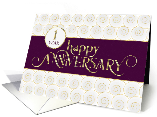Employee Anniversary 1 Year - Prestigious - Plum White Gold card