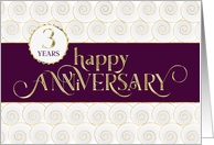 Employee Anniversary 3 Years - Prestigious - Plum White Gold card