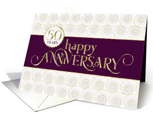 Employee Anniversary 50 Years - Prestigious - Plum White Gold card