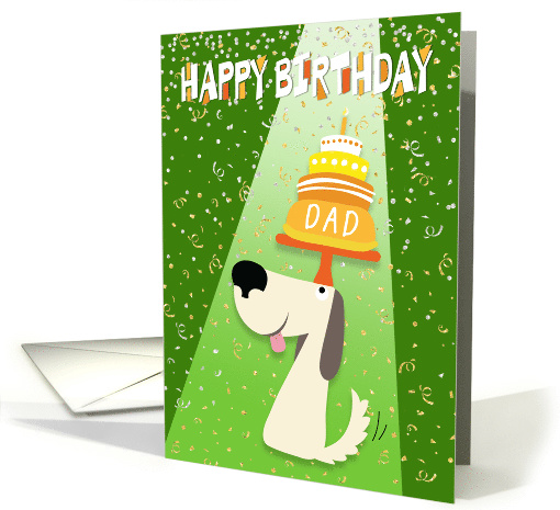 Dad Birthday Card - Dog Balancing Birthday Cake on Head card (1480872)