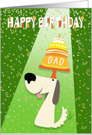 Dad Birthday Card - Dog Balancing Birthday Cake on Head card