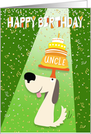 Uncle Birthday Card - Dog Balancing Birthday Cake on Head card