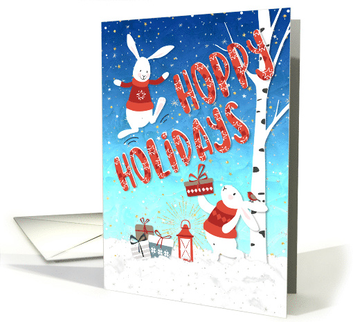 Christmas Card - Hoppy Holidays Happy Bunnies card (1503232)