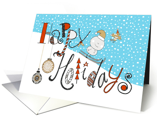Christmas Card - Fun Text Happy Holidays in the Snow card (1505724)