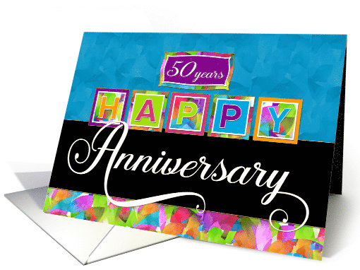 Employee Anniversary 50 Years - Colorful Happy Anniversary card