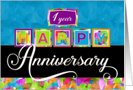 Employee Anniversary 1 Year - Colorful Happy Anniversary card