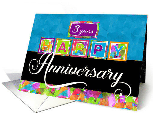 Employee Anniversary 3 Years - Colorful Happy Anniversary card