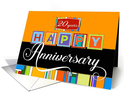 Employee Anniversary 20 Years - Bold Colors Happy Anniversary card