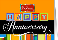 Employee Anniversary 20 Years - Bold Colors Happy Anniversary card