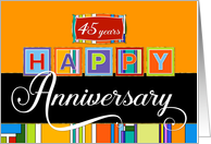 Employee Anniversary 45 Years - Bold Colors Happy Anniversary card