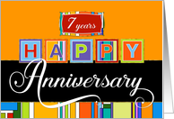 Employee Anniversary 7 Year - Bold Colors Happy Anniversary card