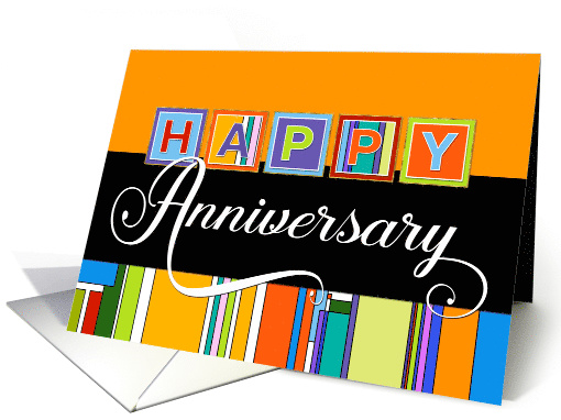 Employee Anniversary - Bold Colors Happy Anniversary card (1514408)