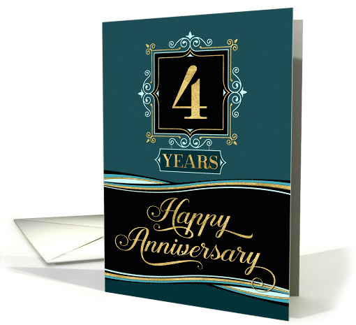 Employee Anniversary 4 Year - Happy Anniversary Decorative Formal card