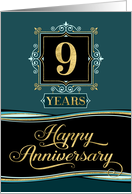 Employee Anniversary 9 Year - Happy Anniversary Decorative Formal card