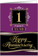 Employee Anniversary 1 Year - Decorative Formal - Plum card