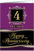 Employee Anniversary 4 Years - Decorative Formal - Plum card