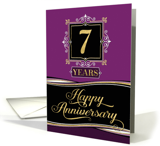 Employee Anniversary 7 Years - Decorative Formal - Plum card (1517256)