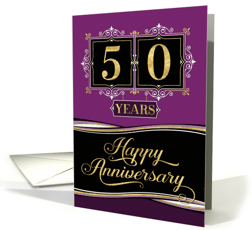 Employee Anniversary 50 Years - Decorative Formal - Plum card
