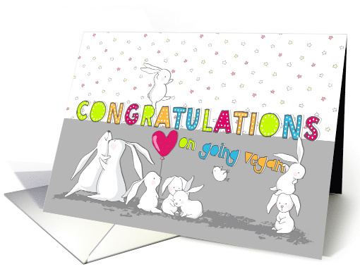 Vegan Congratulations - Cute Bunnies Celebrating card (1524650)