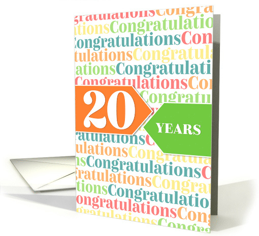 Employee Anniversary 20 Years - Colorful Congratulations Pattern card